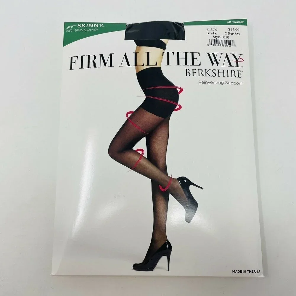 Berkshire Size 3X-4X Firm All the Way The Skinny Shaper Control Top 5050‎ Black